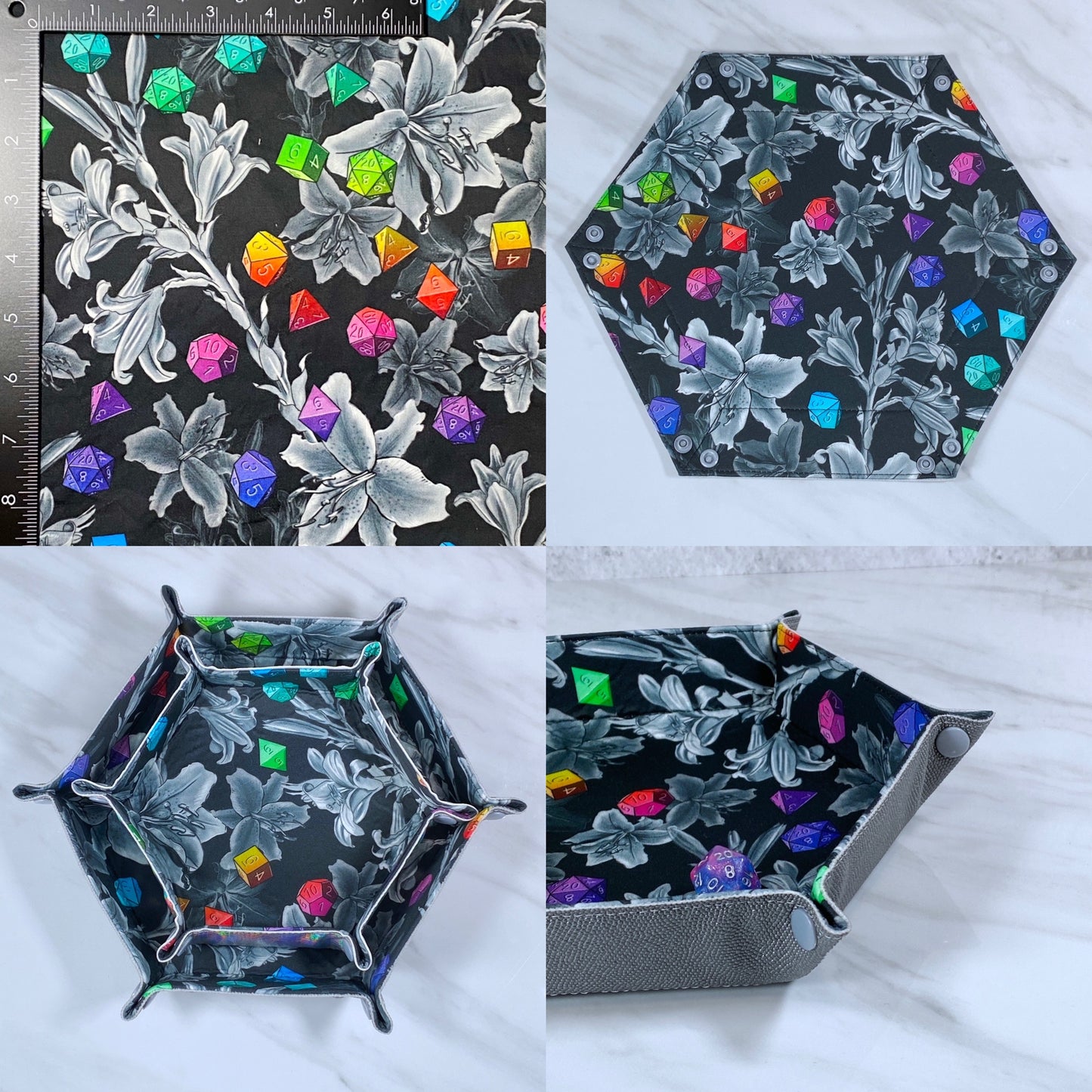 Floral Dice Hex Snap Dice Tray