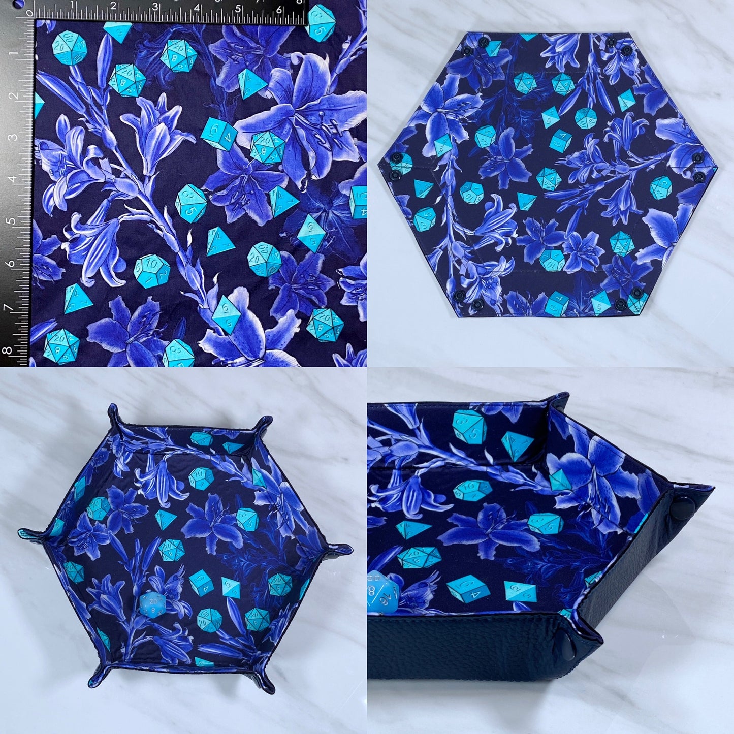 Floral Dice Hex Snap Dice Tray