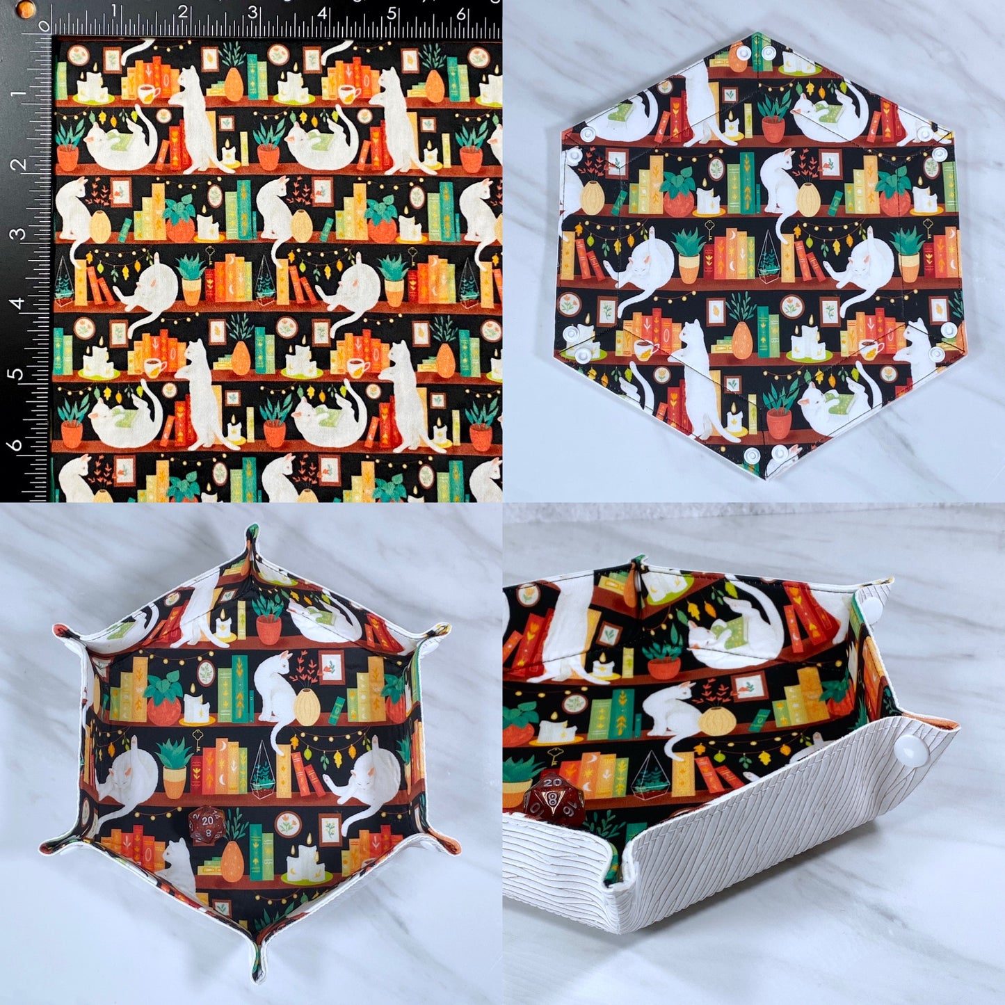 Cat Familiar Hex Snap Dice Tray