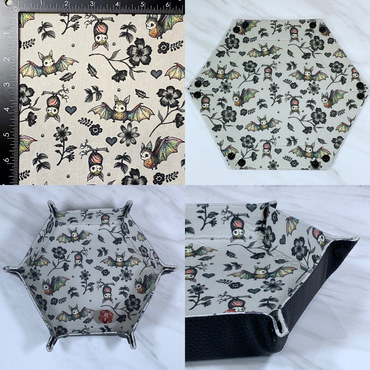 Cute Bats Hex Snap Dice Tray