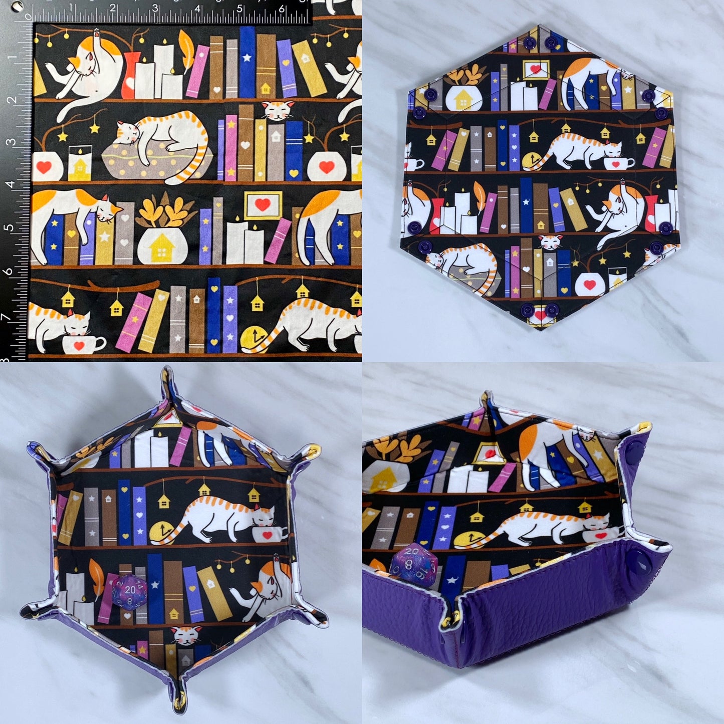 Cat Familiar Hex Snap Dice Tray
