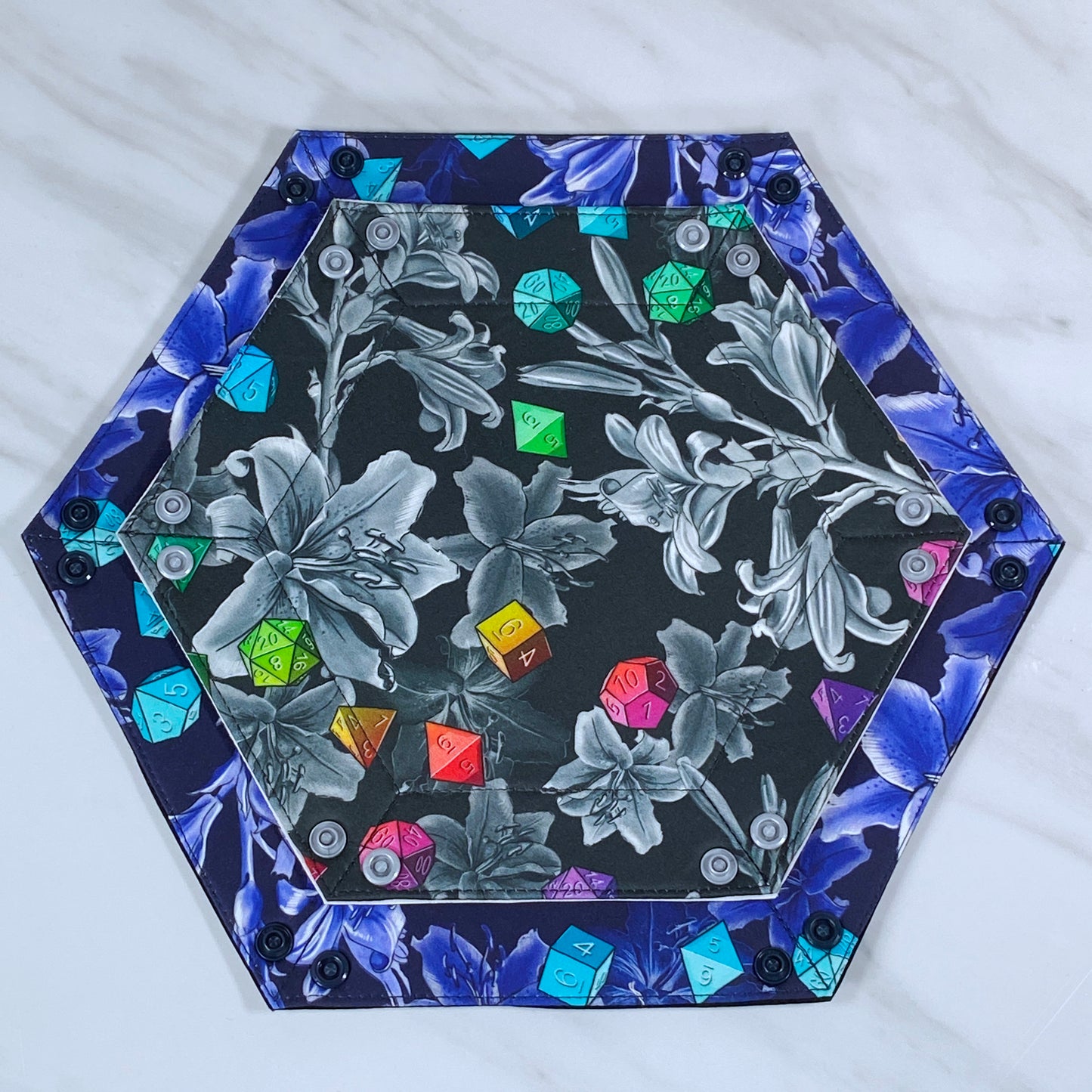 Floral Dice Hex Snap Dice Tray