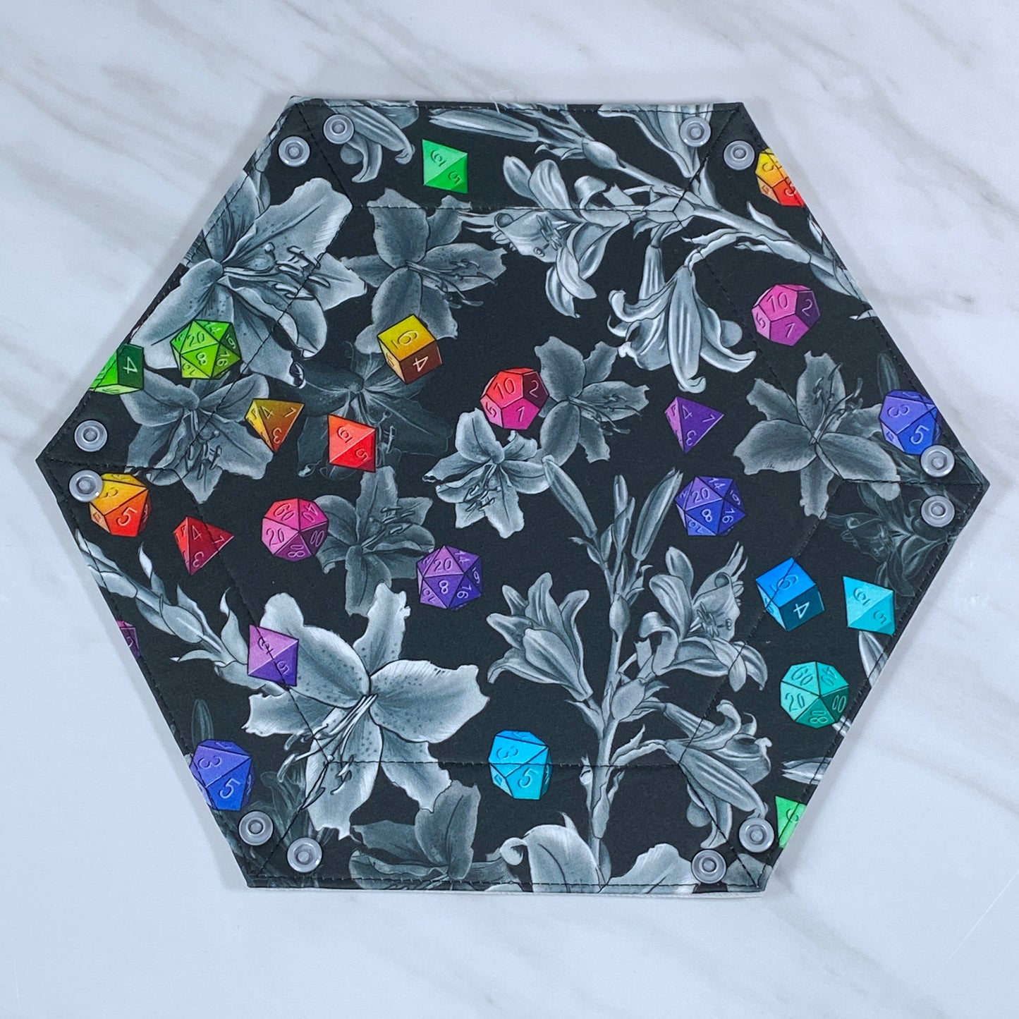 Floral Dice Hex Snap Dice Tray