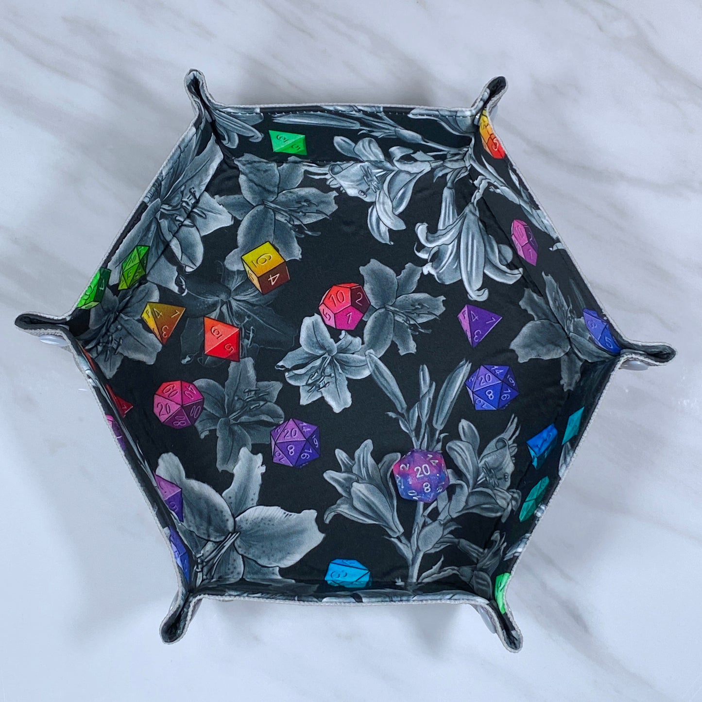 Floral Dice Hex Snap Dice Tray
