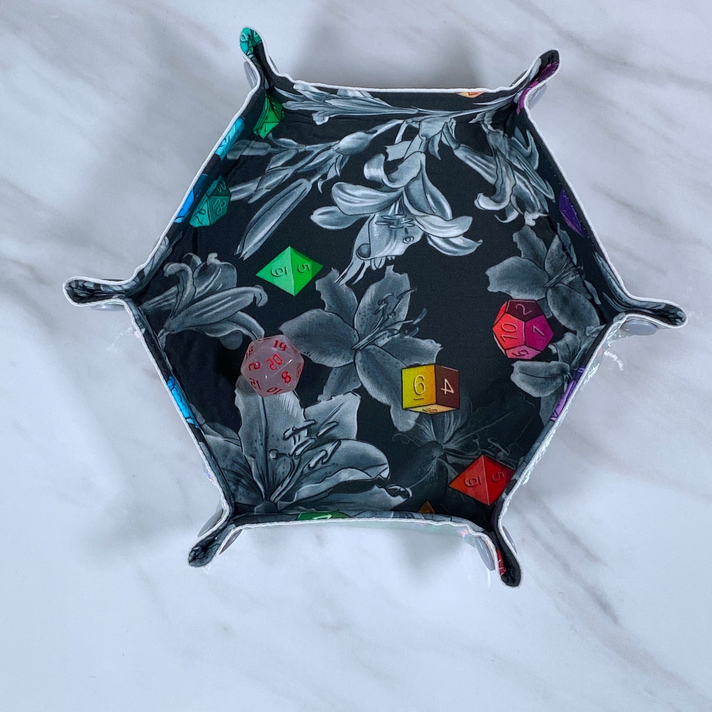 Floral Dice Hex Snap Dice Tray