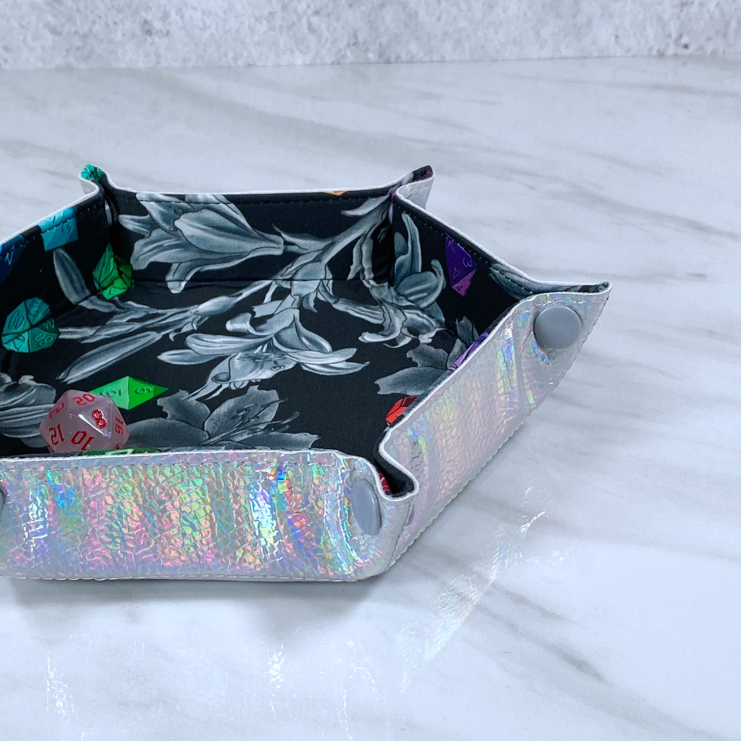 Floral Dice Hex Snap Dice Tray