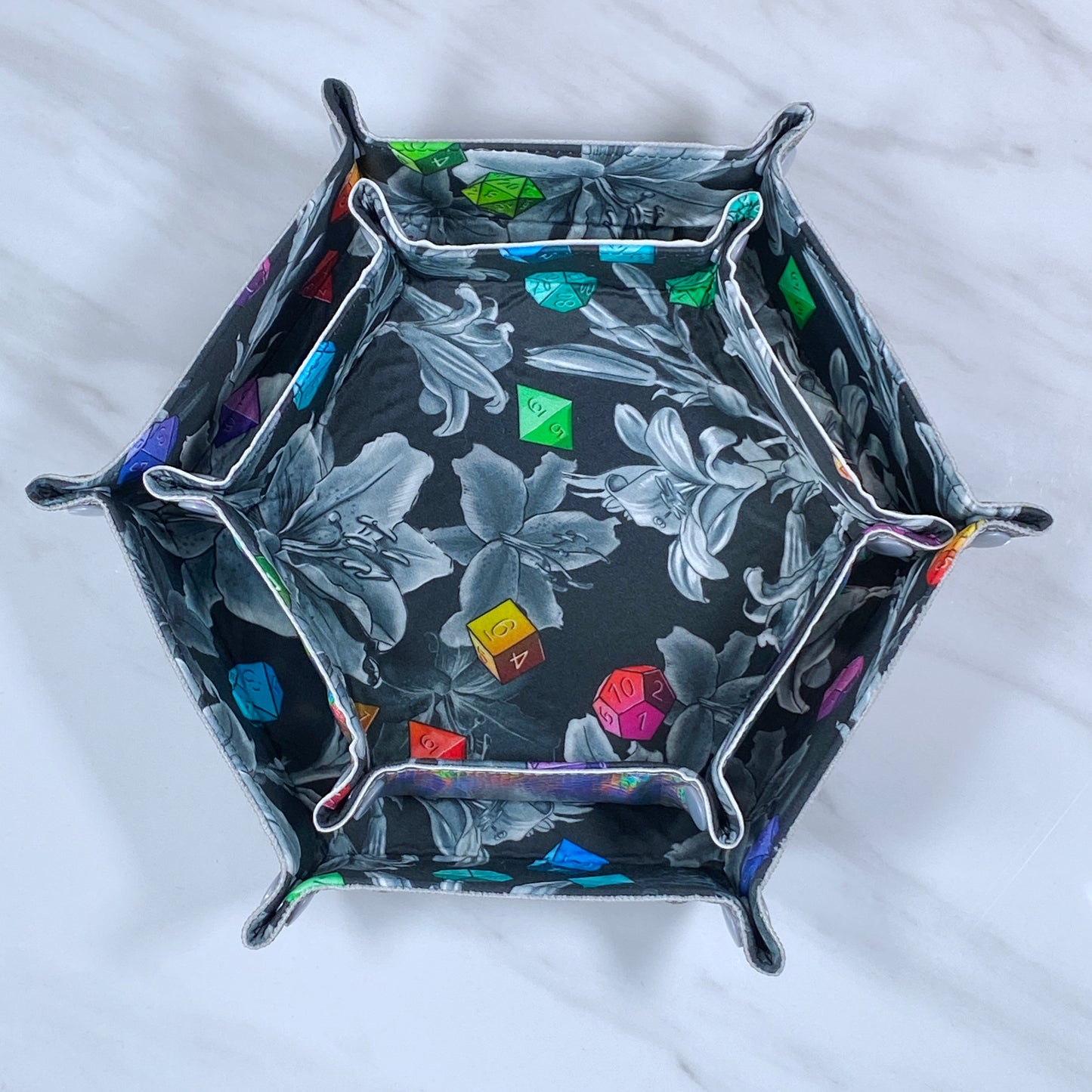 Floral Dice Hex Snap Dice Tray