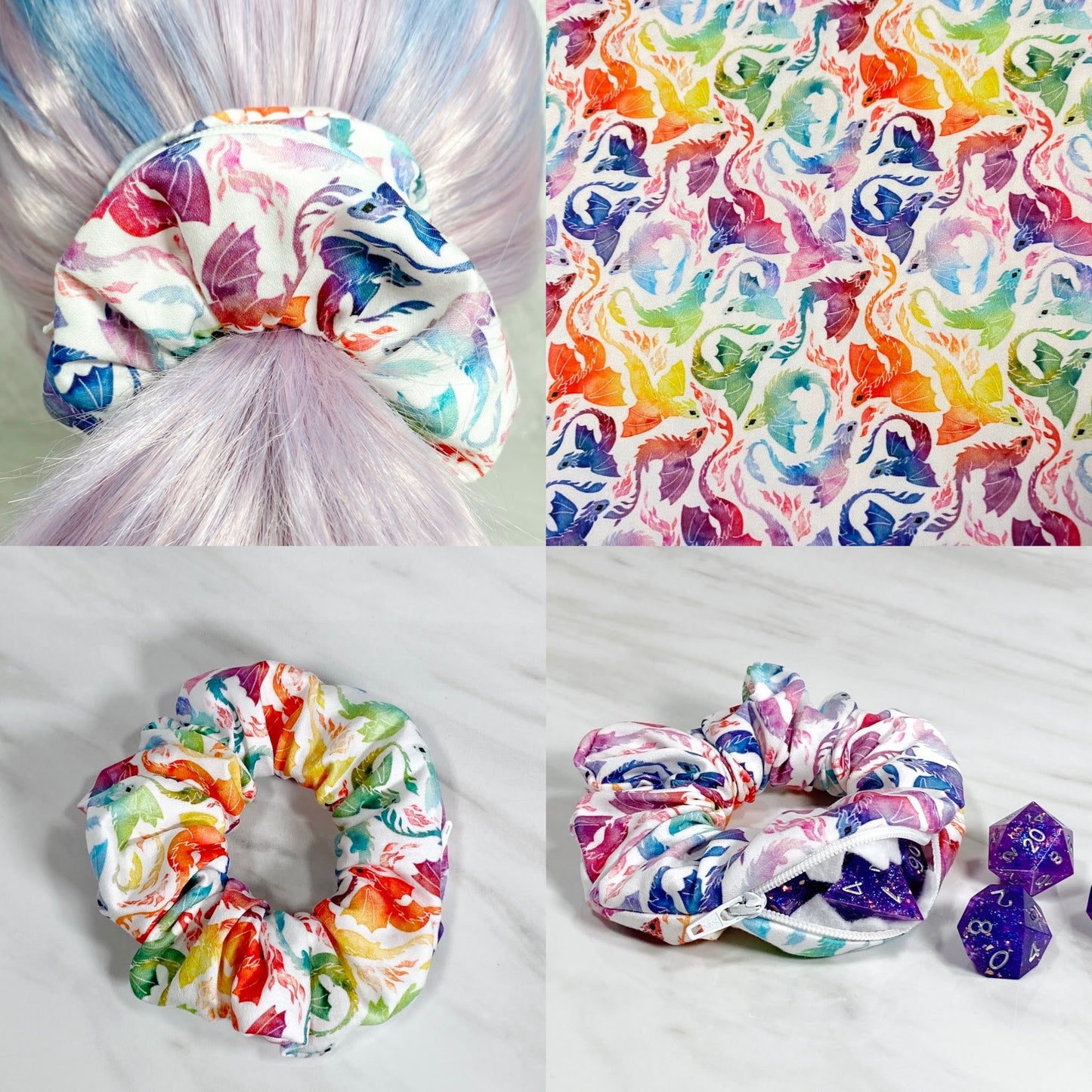 Rainbow Dragon Mimic Scrunchie