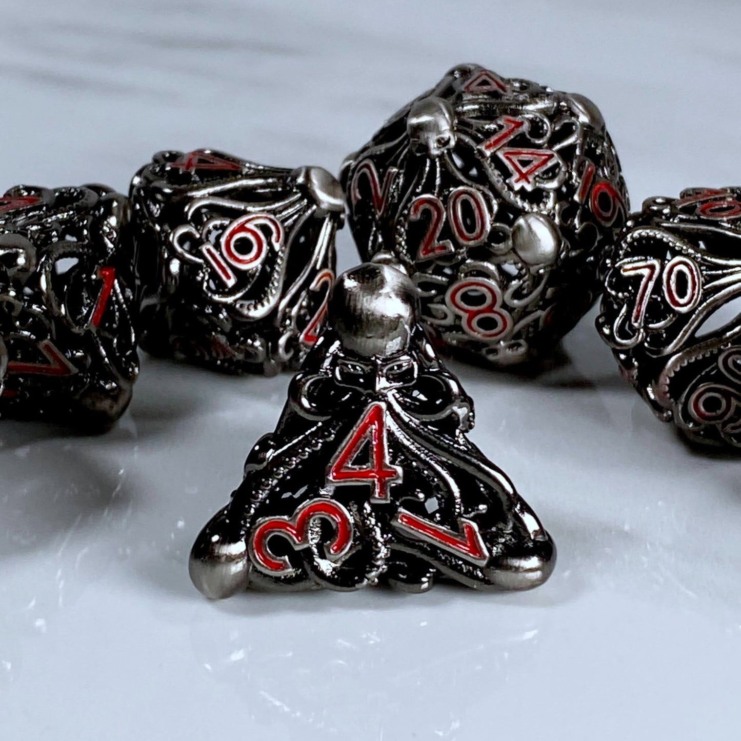 Cephalopod Dice, Nickel and Red