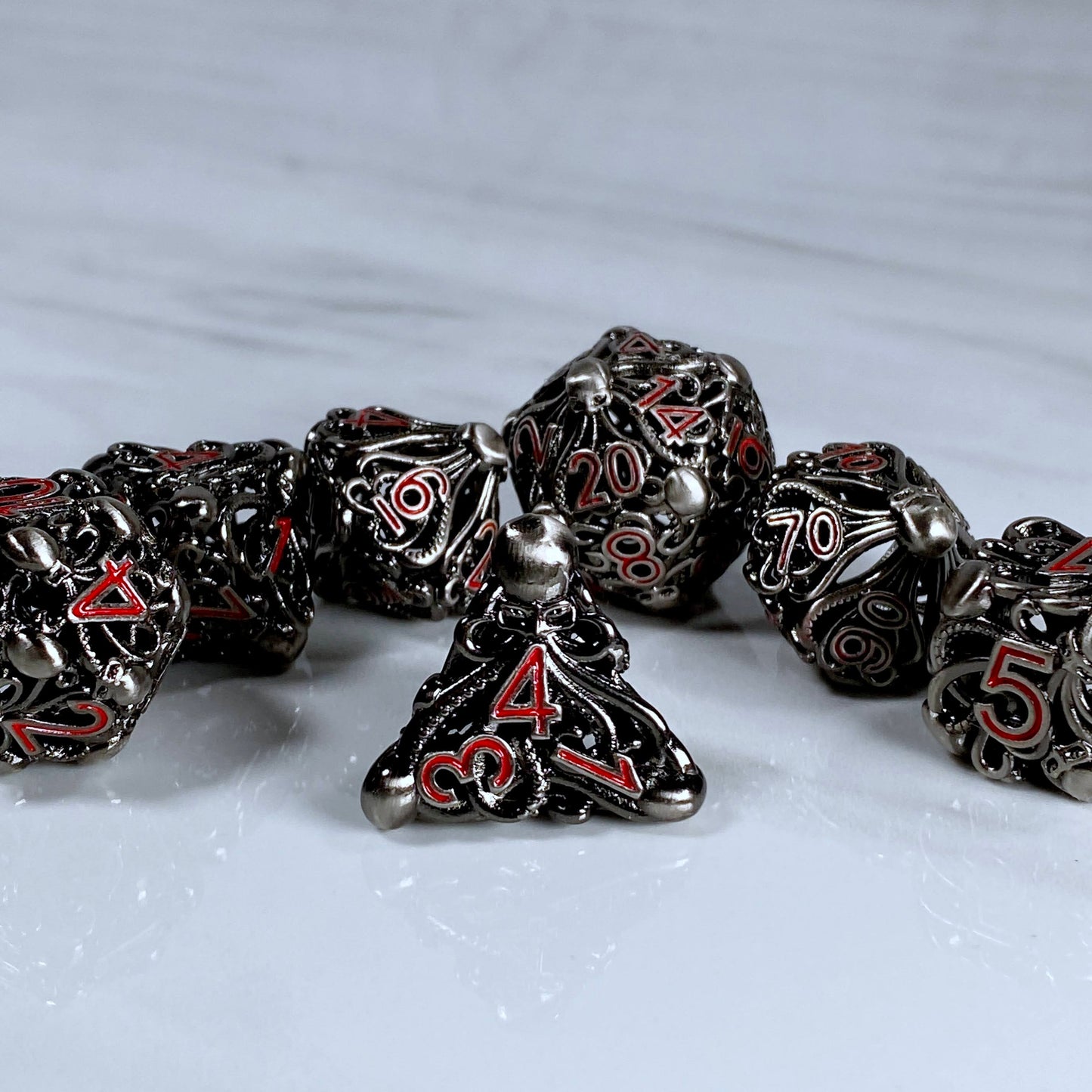 Cephalopod Dice, Nickel and Red