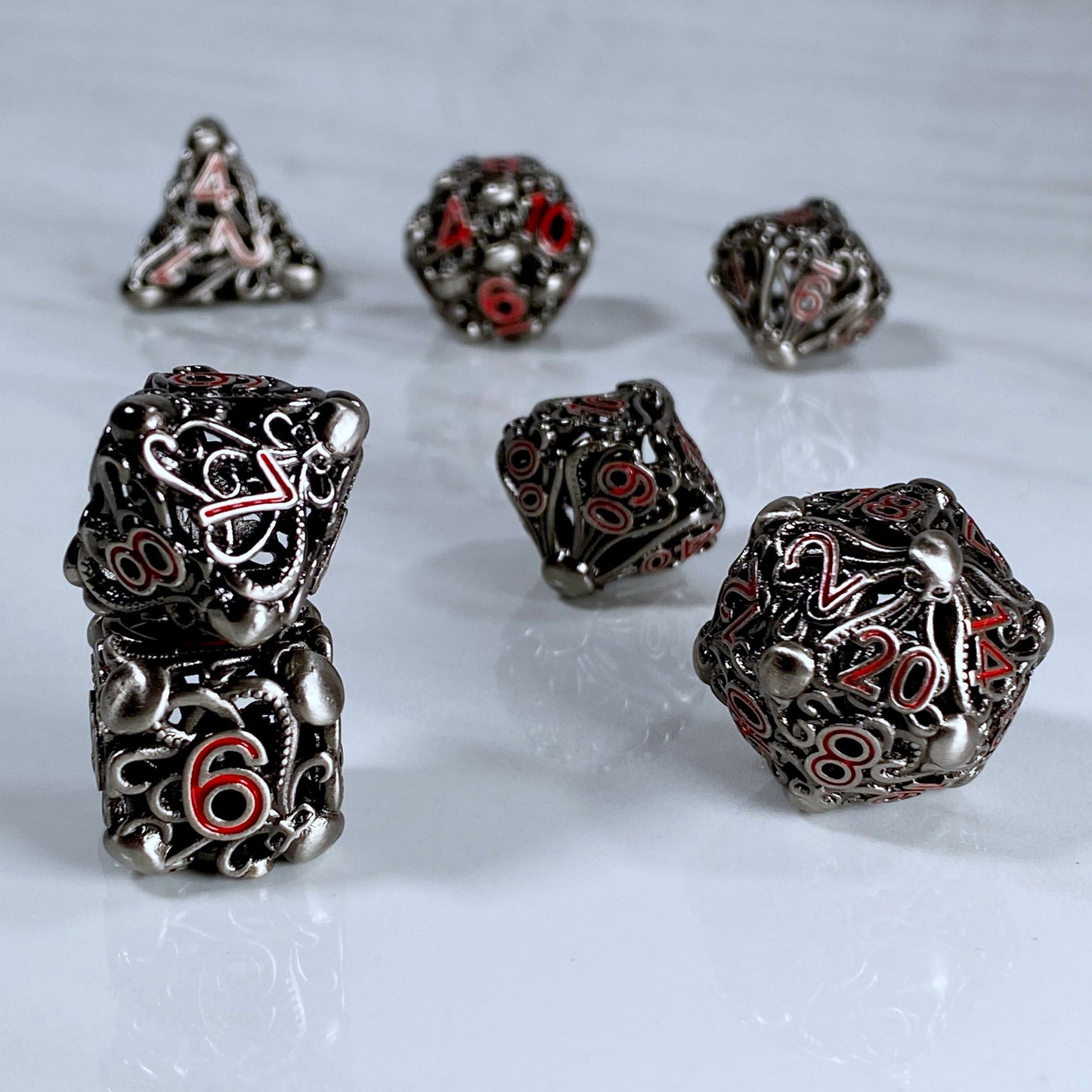 Cephalopod Dice, Nickel and Red