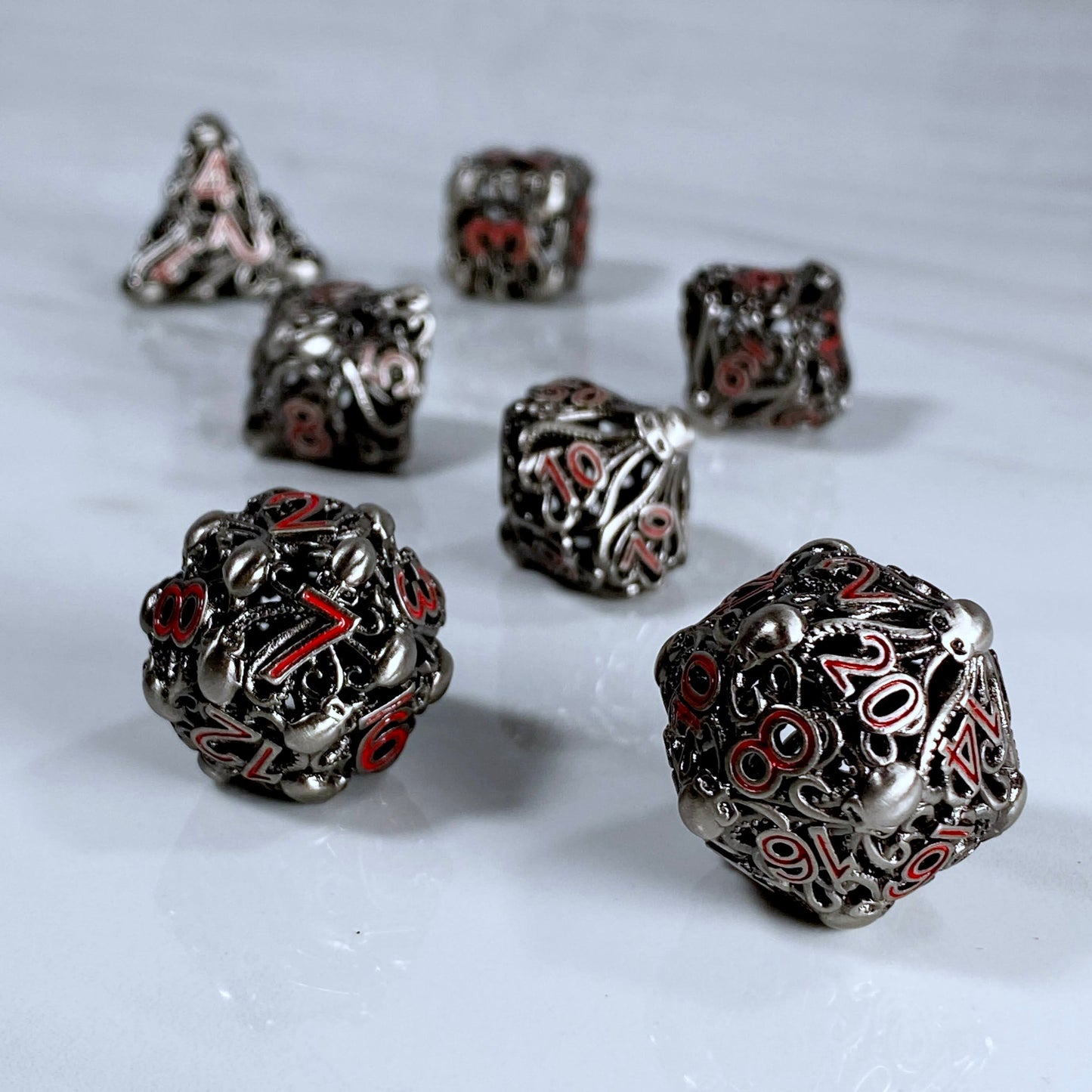 Cephalopod Dice, Nickel and Red