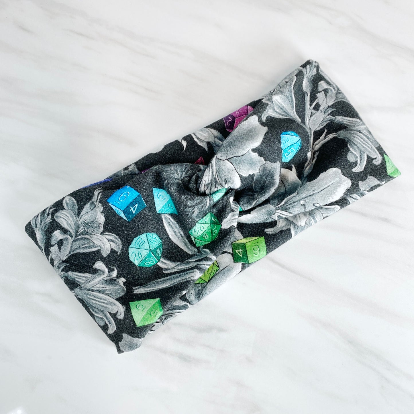 Rainbow Floral Dice Knot Headband