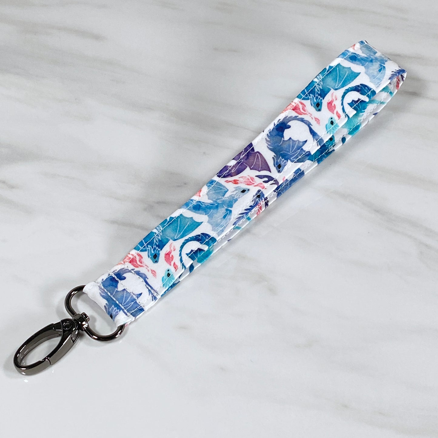 Purple & Blue Dragon Wristlet Lanyard