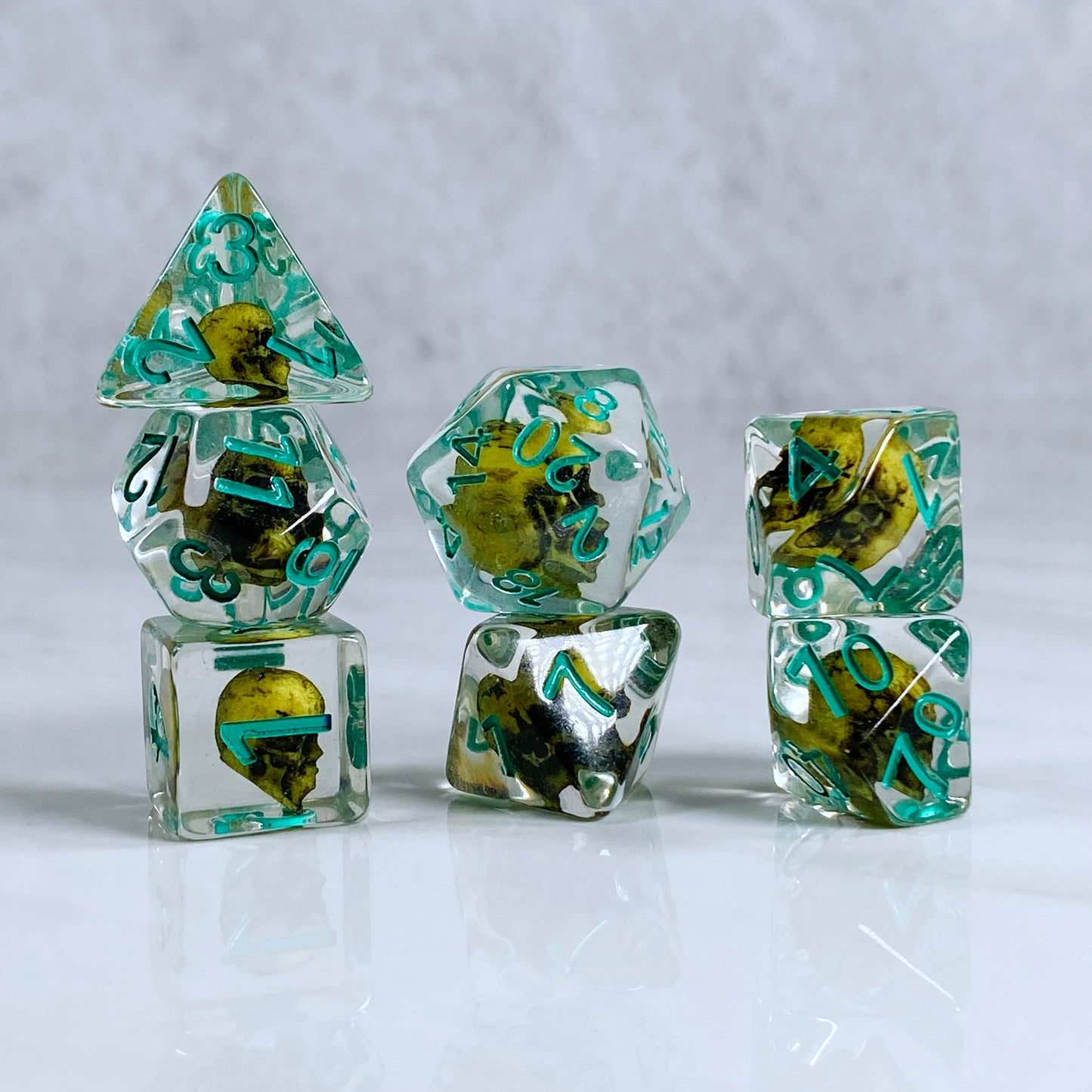 Green Eldritch Skull RPG Dice