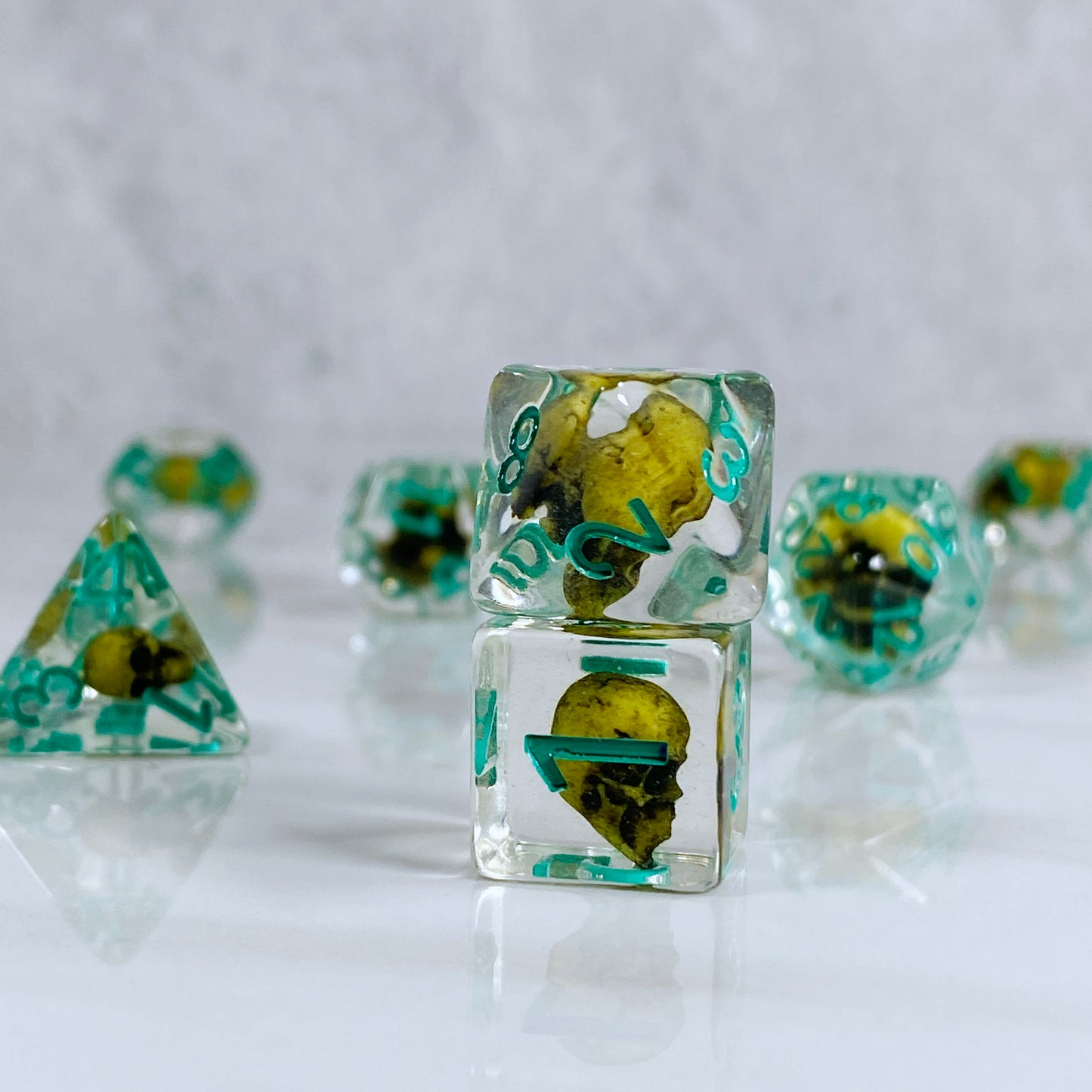 Green Eldritch Skull RPG Dice