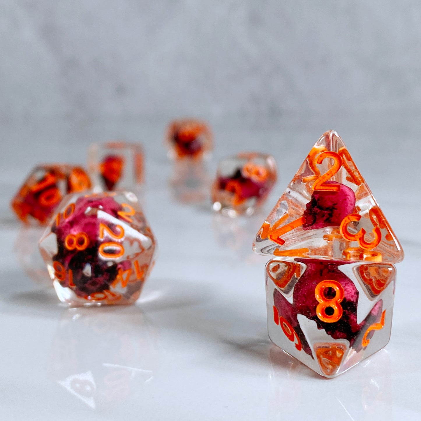 Magenta Eldritch Skull RPG Dice