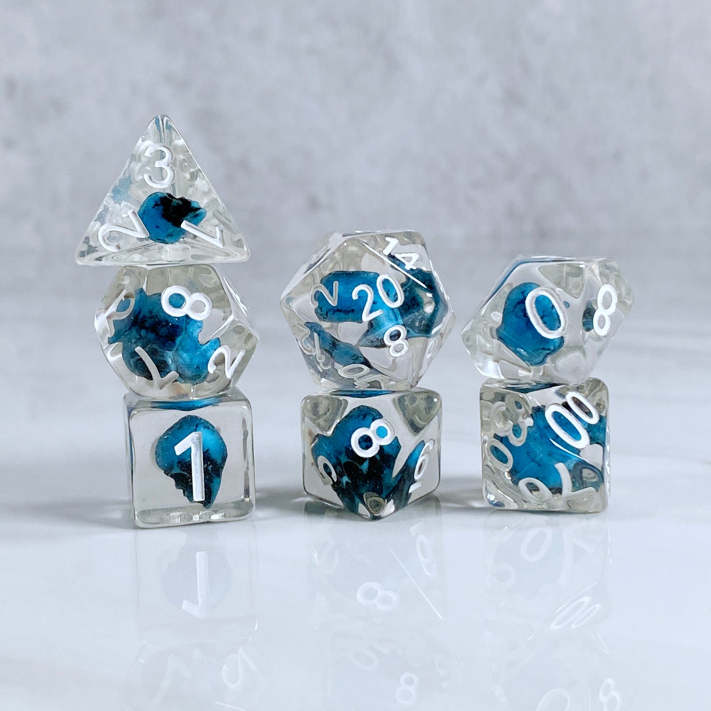 Blue Eldritch Skull RPG Dice