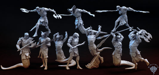 Yuan-ti Warrior Pose 1, Leaping, Mini Monster Mayhem