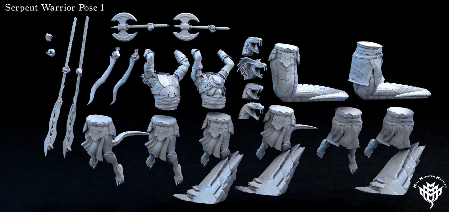 Yuan-ti Warrior Pose 1, Leaping, Mini Monster Mayhem