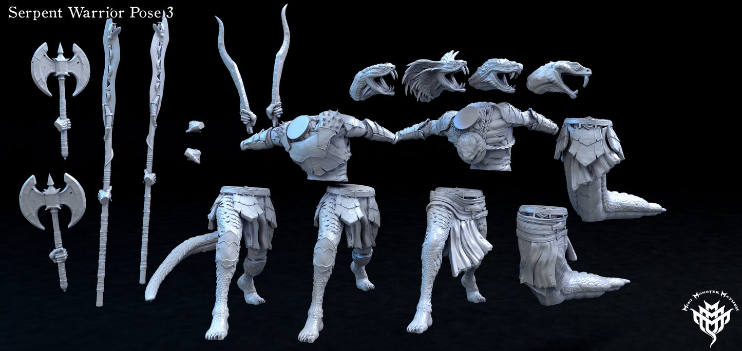 Yuan-ti Warrior Pose 3, Arm Out, Mini Monster Mayhem