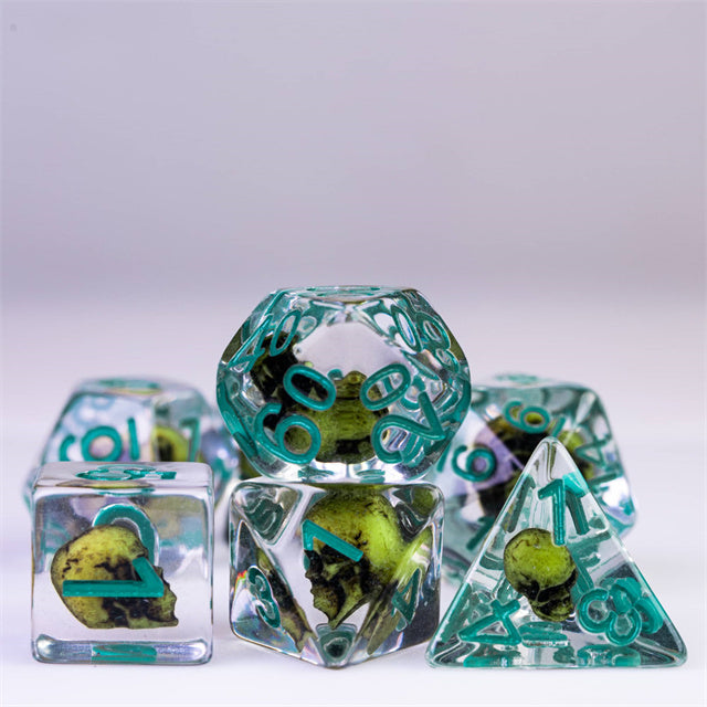 Green Eldritch Skull RPG Dice