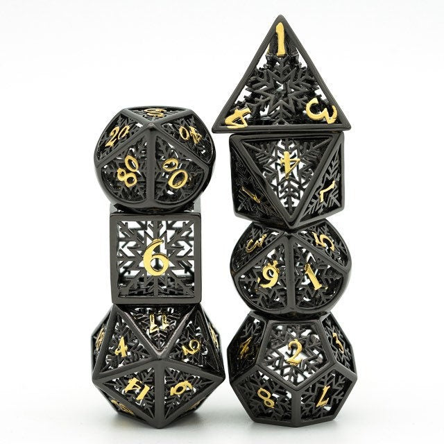 Snowflake Dice, Black & Gold