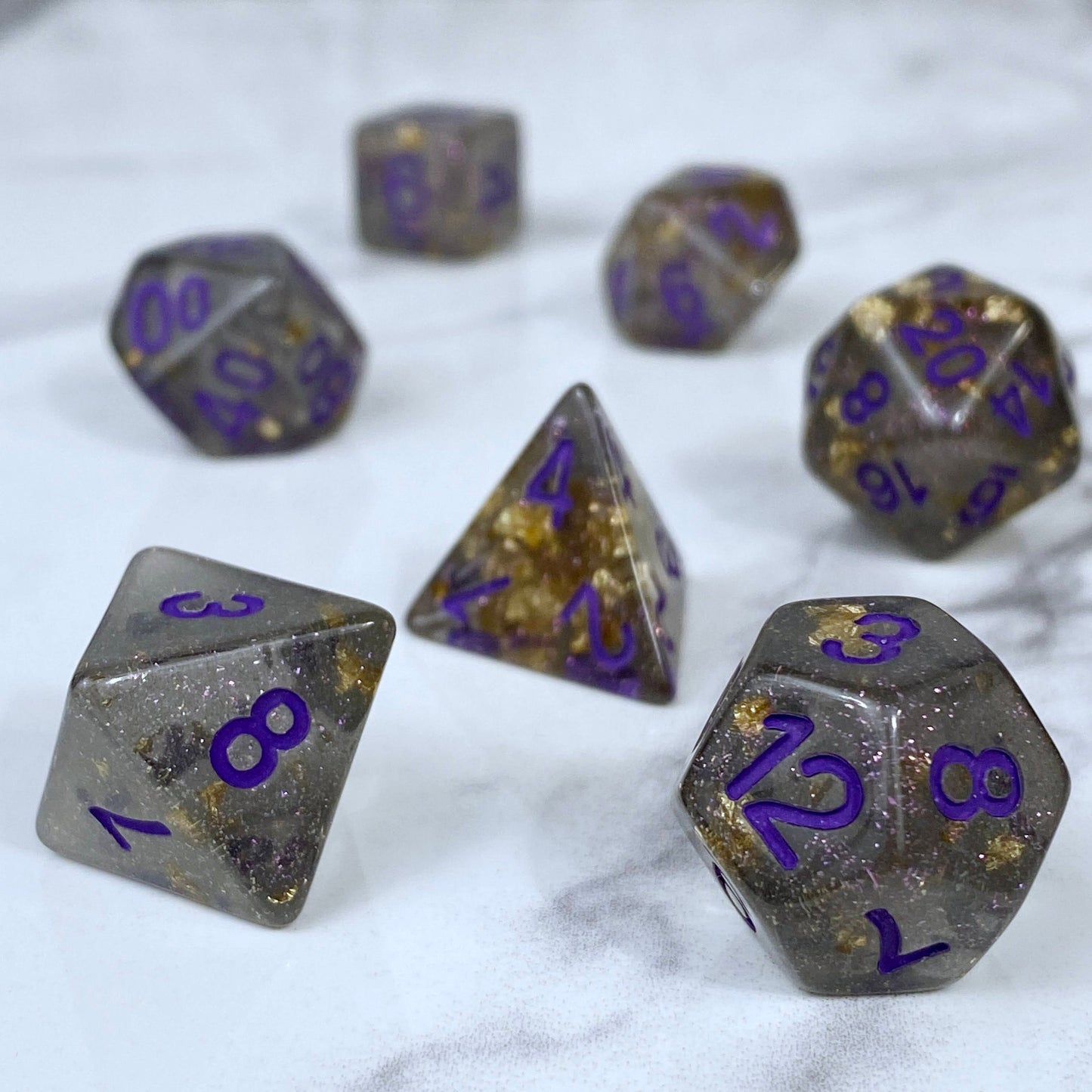 Black and Gold Leaf Shimmer Dice