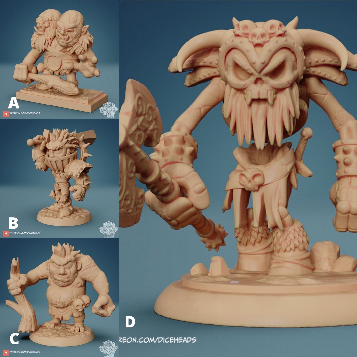 Giant Chibi, Ettin, Dice Heads