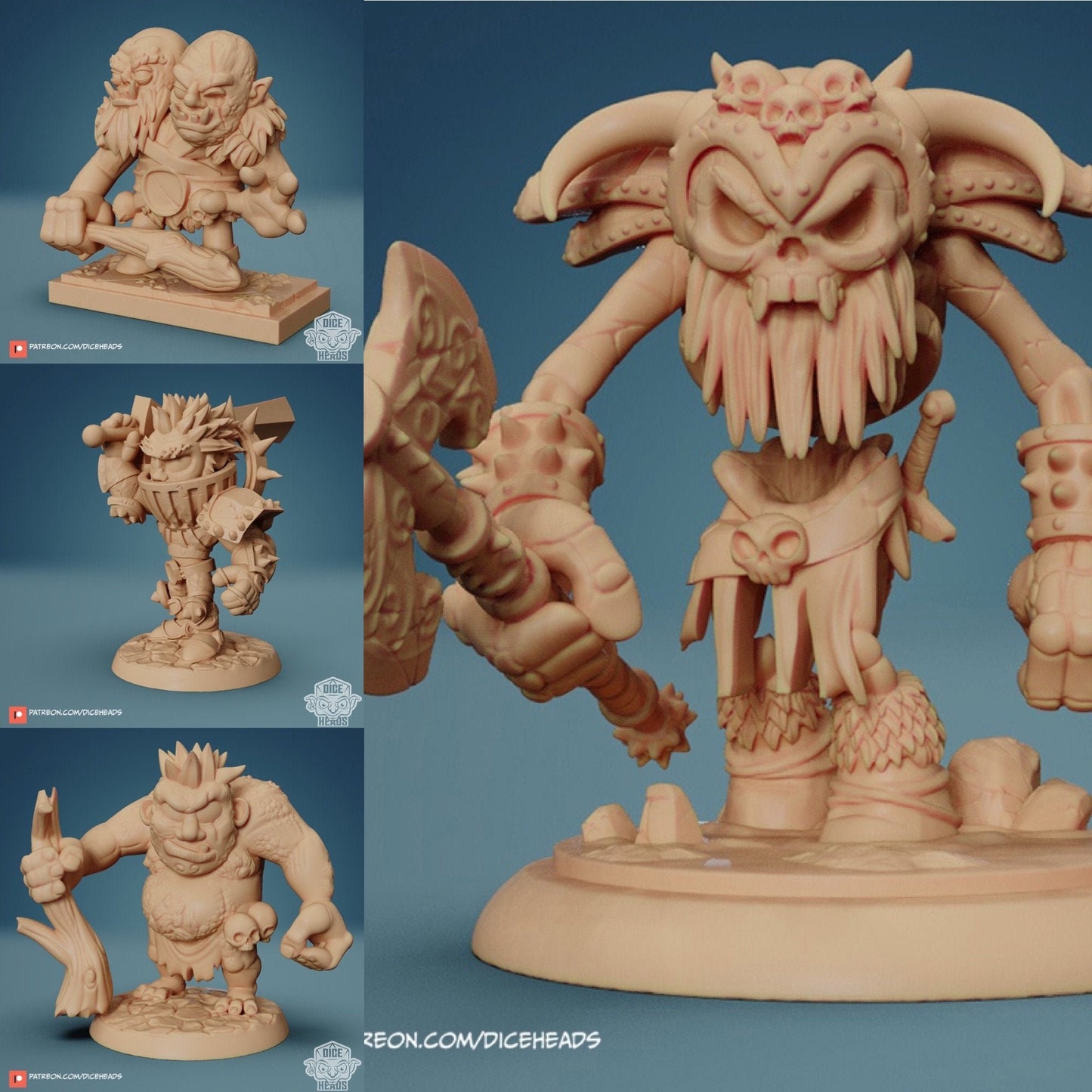 Giant Chibi, Ettin, Dice Heads