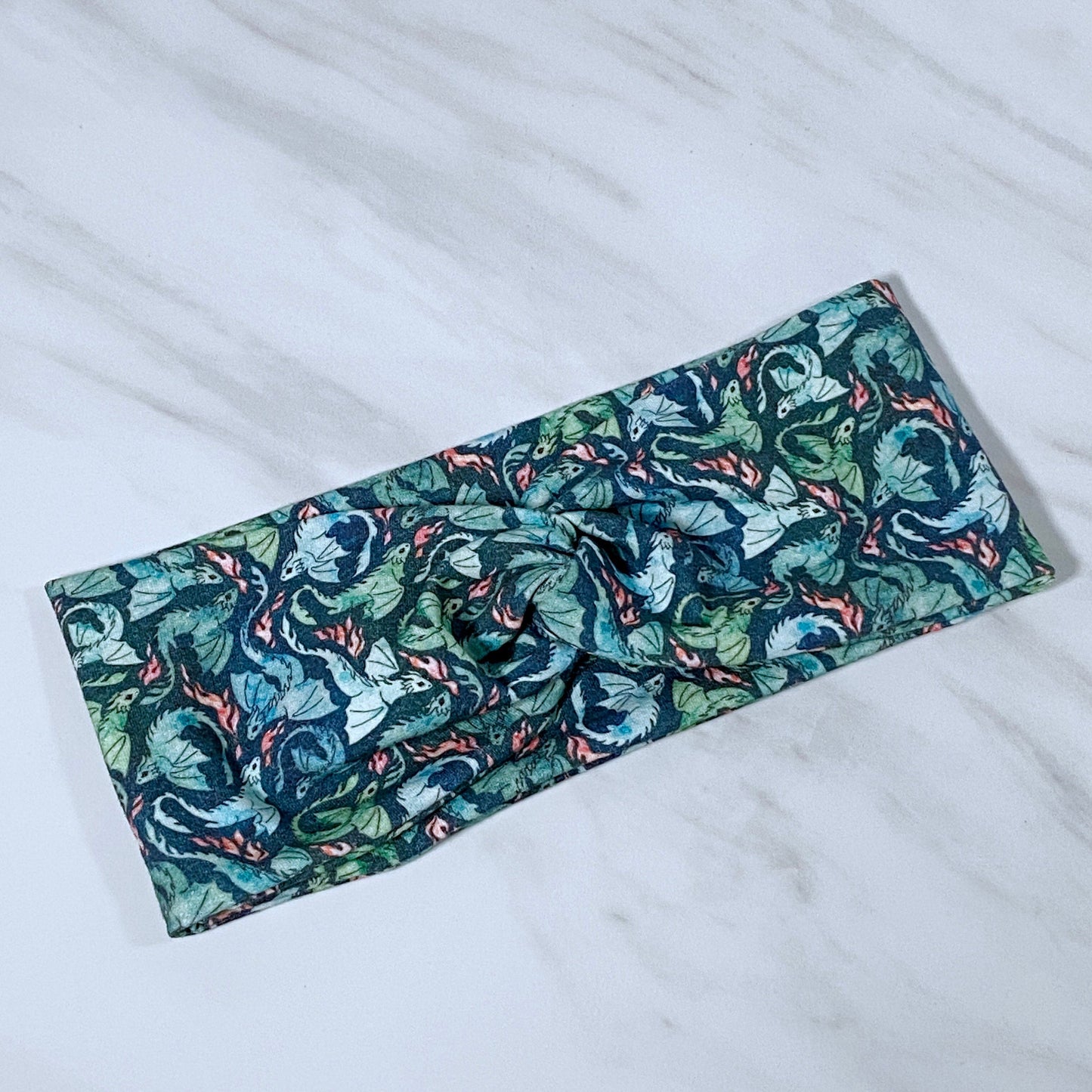 Dark Blue/Green Dragons Knot Headband