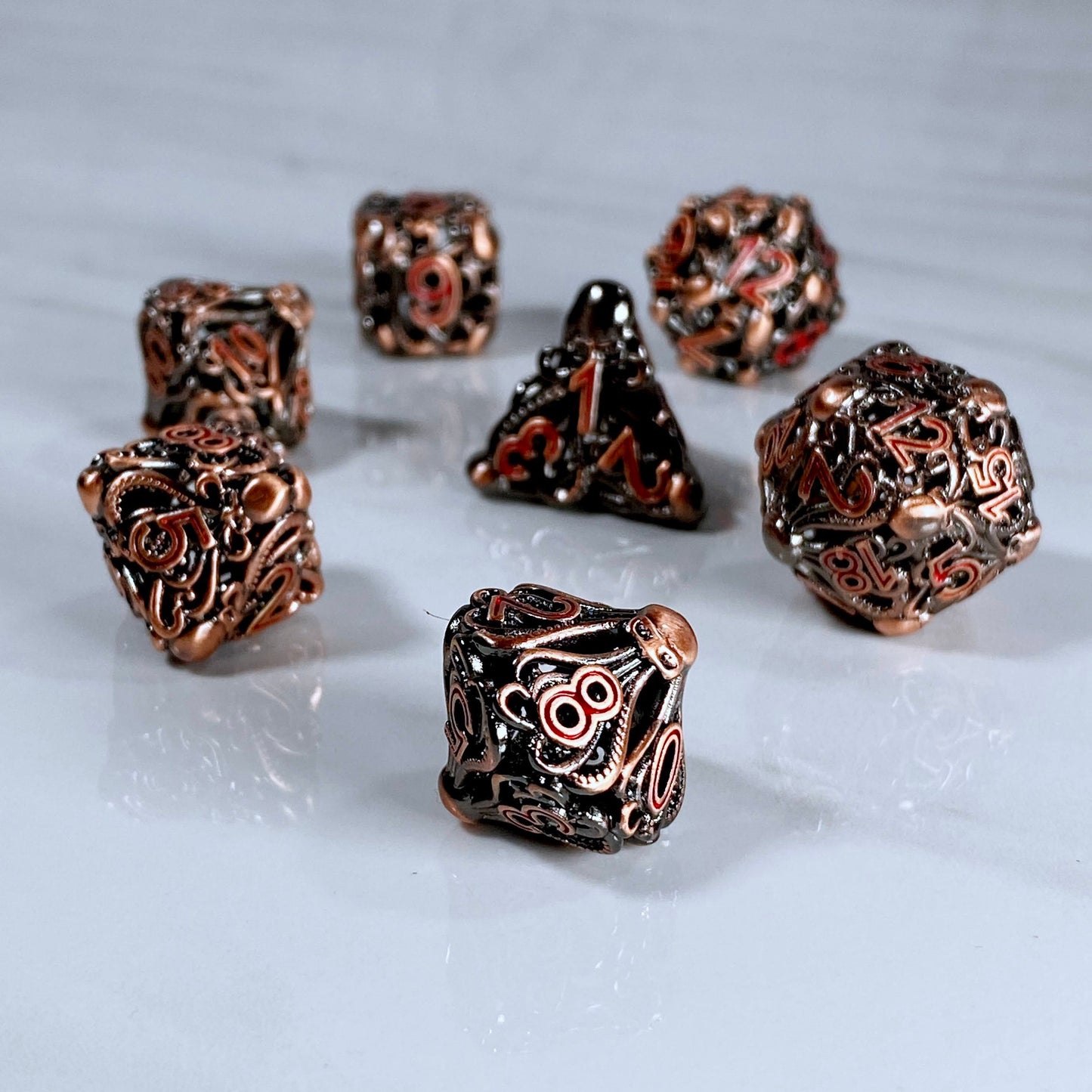 Cephalopod Dice, Copper and Red