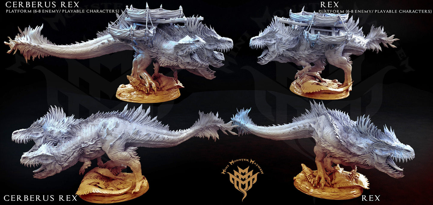 Cerberus Rex, 1 or 3 head T-Rex, Mini Monster Mayhem