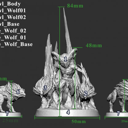 Arctic Owl Wanderer and Wolves, Mini Monster Mayhem