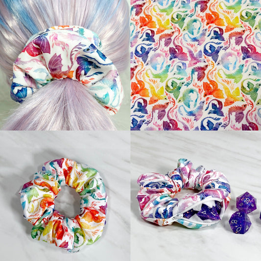 Rainbow Dragon Mimic Scrunchie