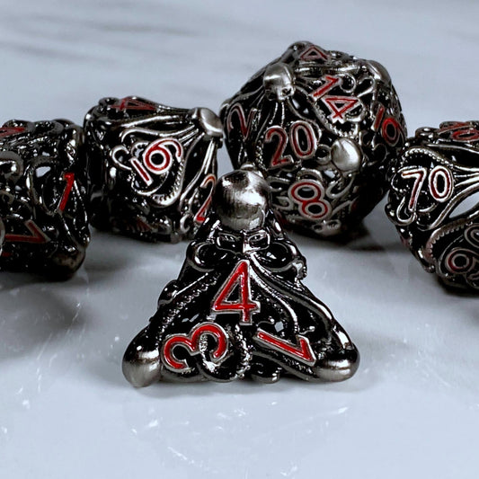 Cephalopod Dice, Nickel and Red