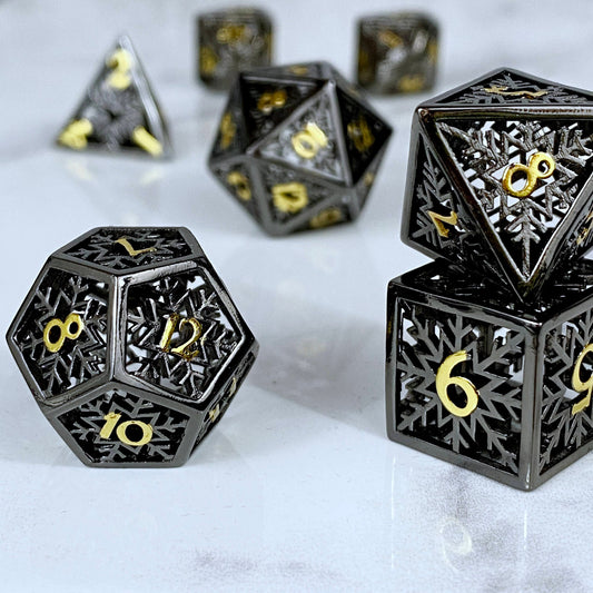 Snowflake Dice, Black & Gold