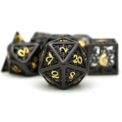 Snowflake Dice, Black & Gold