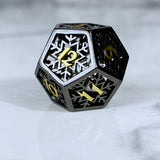 Snowflake Dice, Black & Gold
