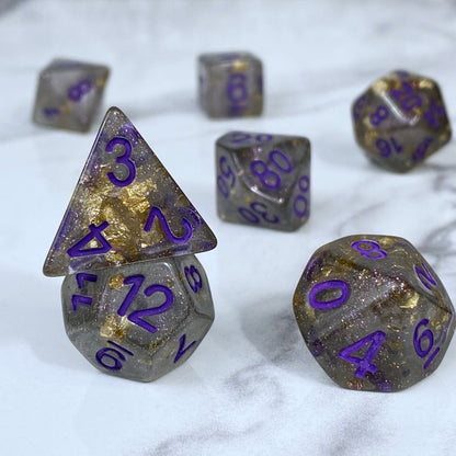 Black and Gold Leaf Shimmer Dice