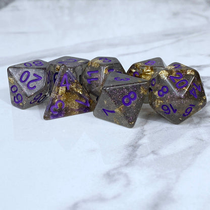 Black and Gold Leaf Shimmer Dice
