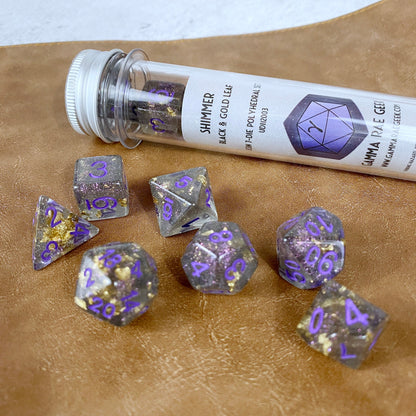 Black and Gold Leaf Shimmer Dice