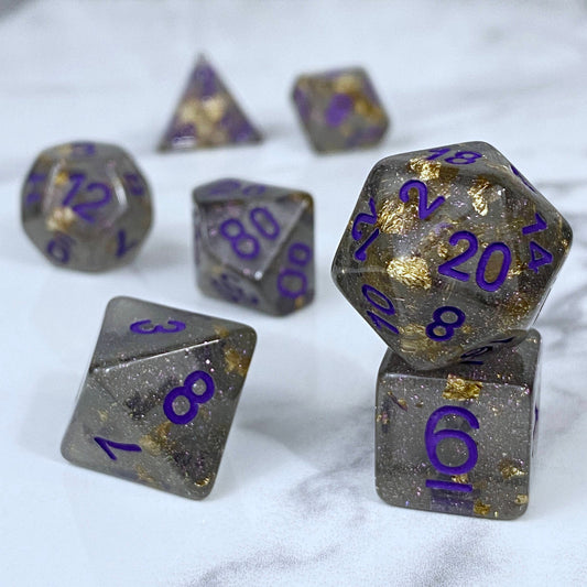 Black and Gold Leaf Shimmer Dice