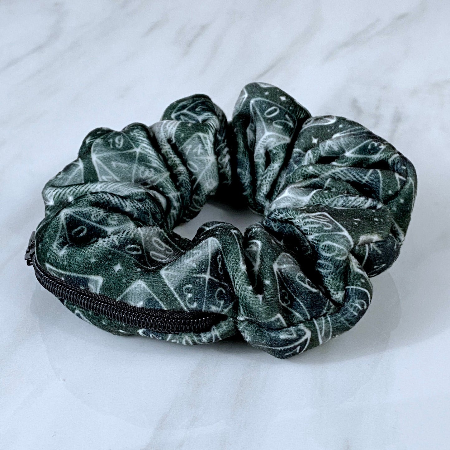Velvet Galaxy Dice Zipper Stash Scrunchie