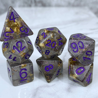 Black and Gold Leaf Shimmer Dice