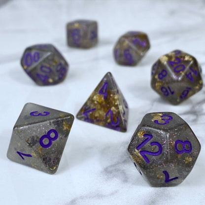 Black and Gold Leaf Shimmer Dice
