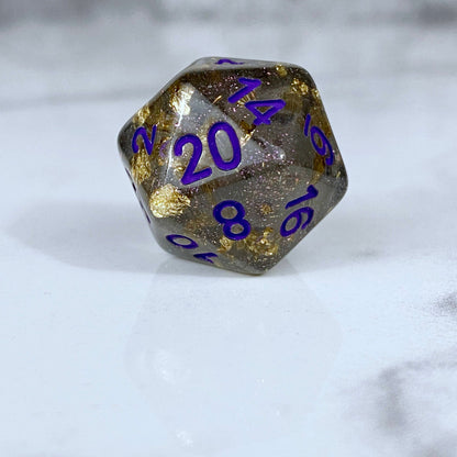 Black and Gold Leaf Shimmer Dice