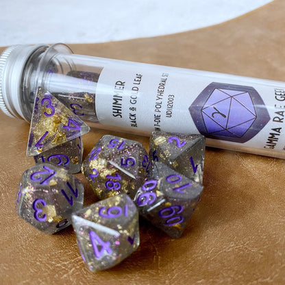 Black and Gold Leaf Shimmer Dice