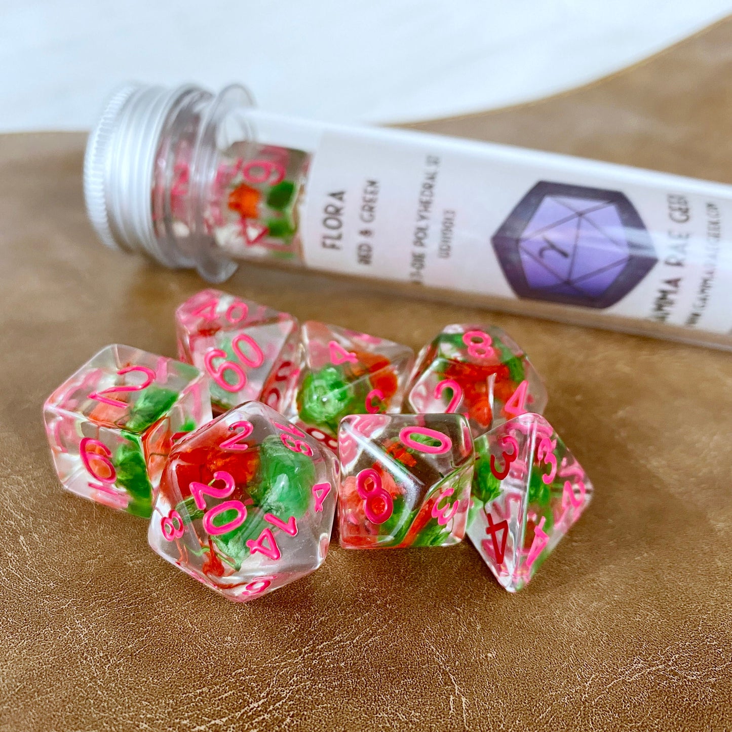 Red & Green Flora Dice
