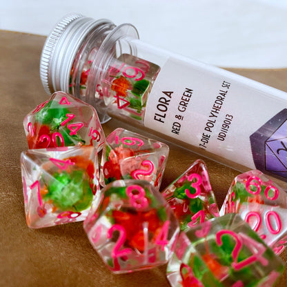 Red & Green Flora Dice